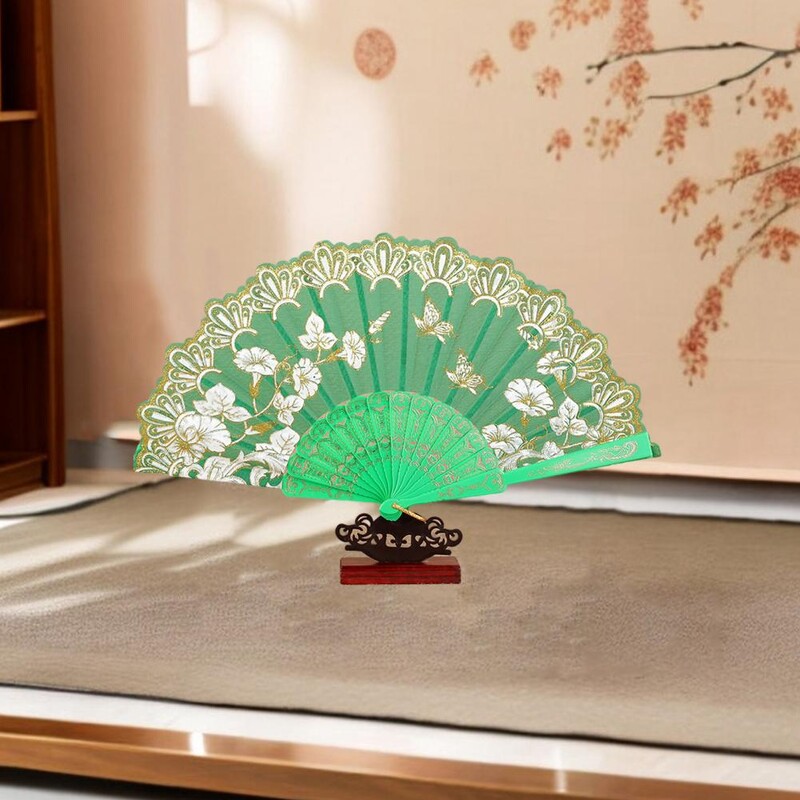 Sklopiva lepeza u vintage stilu, lagana tkanina s cvjetnim uzorkom, ručna lepeza, elegantna prijenosna ručna ventilatora za dekoraciju vjenčanja za zabavu