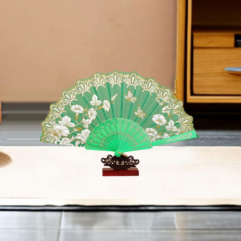 Sklopiva lepeza u vintage stilu, lagana tkanina s cvjetnim uzorkom, ručna lepeza, elegantna prijenosna ručna ventilatora za dekoraciju vjenčanja za zabavu