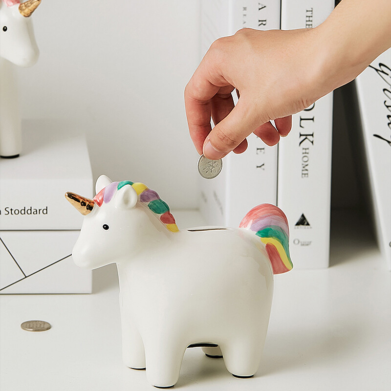 Dekorativni kipovi kasica prasica Ukrasi za sobu za djevojčice Skulpture Kućni dekor Moderna dekoracija dnevnog boravka Stol Ružičasti jednorog