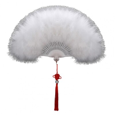Ručna lepeza od perja Elegantna Cheongsam lepeza od perja s kićankama Ručna lepeza od perja Sklopive lepeze Ukrasi za dom
