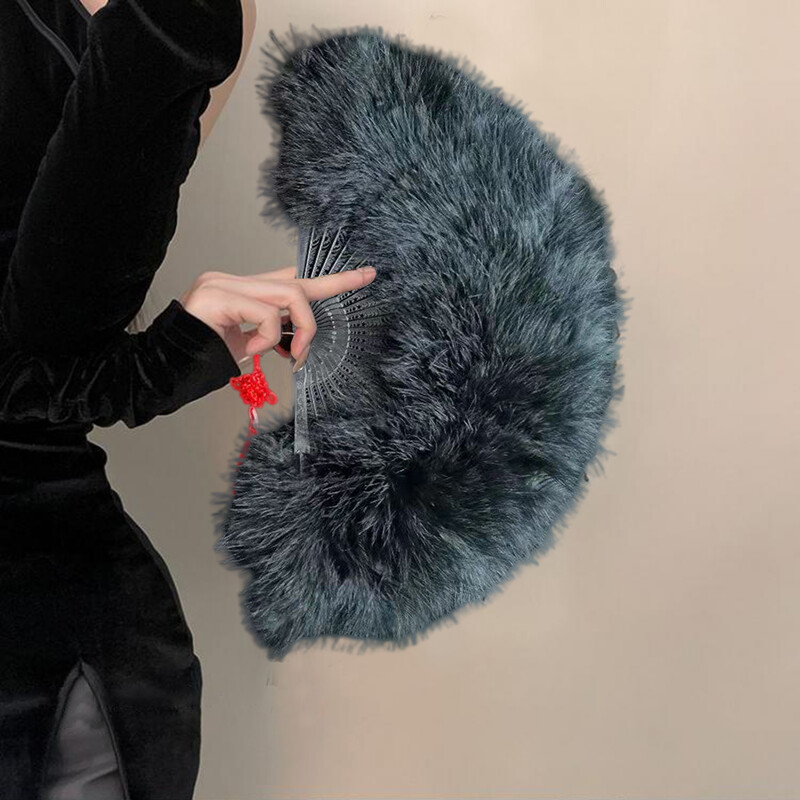 Ručna lepeza od perja Elegantna Cheongsam lepeza od perja s kićankama Ručna lepeza od perja Sklopive lepeze Ukrasi za dom