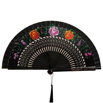 Elegantna sklopiva ljetna ručna lepeza Ženska ljetna ručna lepeza s cvjetnim uzorkom Rese Dvostruka drvena rebra za modne piste