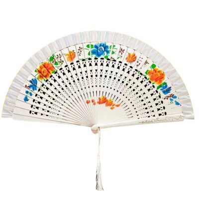 Elegantna sklopiva ljetna ručna lepeza Ženska ljetna ručna lepeza s cvjetnim uzorkom Rese Dvostruka drvena rebra za modne piste