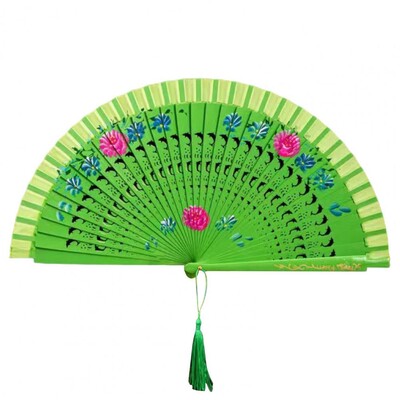 Elegantna sklopiva ljetna ručna lepeza Ženska ljetna ručna lepeza s cvjetnim uzorkom Rese Dvostruka drvena rebra za modne piste