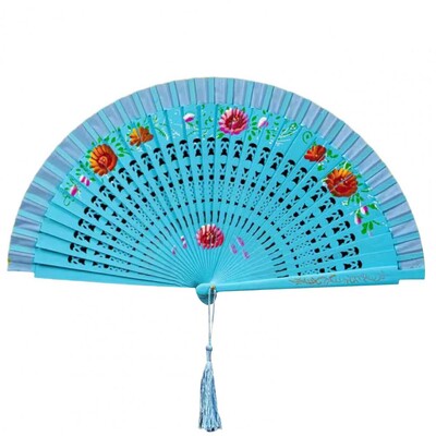 Elegantna sklopiva ljetna ručna lepeza Ženska ljetna ručna lepeza s cvjetnim uzorkom Rese Dvostruka drvena rebra za modne piste