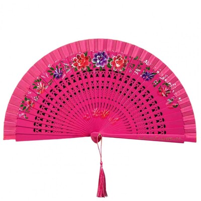 Elegantna sklopiva ljetna ručna lepeza Ženska ljetna ručna lepeza s cvjetnim uzorkom Rese Dvostruka drvena rebra za modne piste