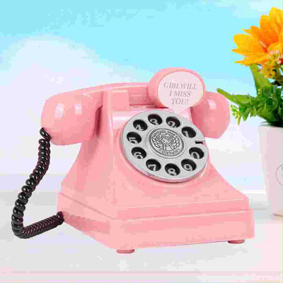 Ретро пластмасова симулация на телефон Касичка Монети Банкноти Спестяваща гърне Поставка за пари за деца Възрастни Подарък (розово)