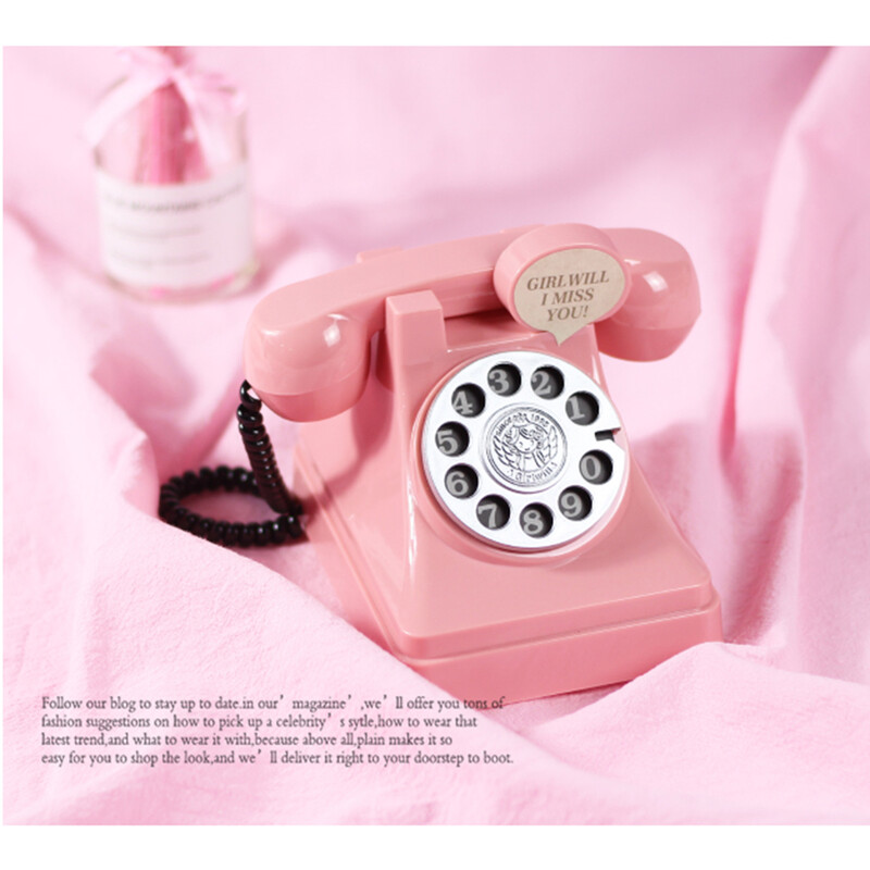 Ретро пластмасова симулация на телефон Касичка Монети Банкноти Спестяваща гърне Поставка за пари за деца Възрастни Подарък (розово)
