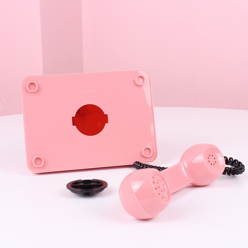 Ретро пластмасова симулация на телефон Касичка Монети Банкноти Спестяваща гърне Поставка за пари за деца Възрастни Подарък (розово)