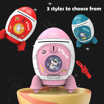 Piggy Bank Toys, Rocket Spacecraft Μεγάλης χωρητικότητας κλειδί ξεκλειδώματος Puzzle Toy 3 Color, Δώρα για 3+ αγόρια και κορίτσια