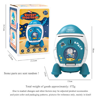 Piggy Bank Toys, Rocket Spacecraft Μεγάλης χωρητικότητας κλειδί ξεκλειδώματος Puzzle Toy 3 Color, Δώρα για 3+ αγόρια και κορίτσια