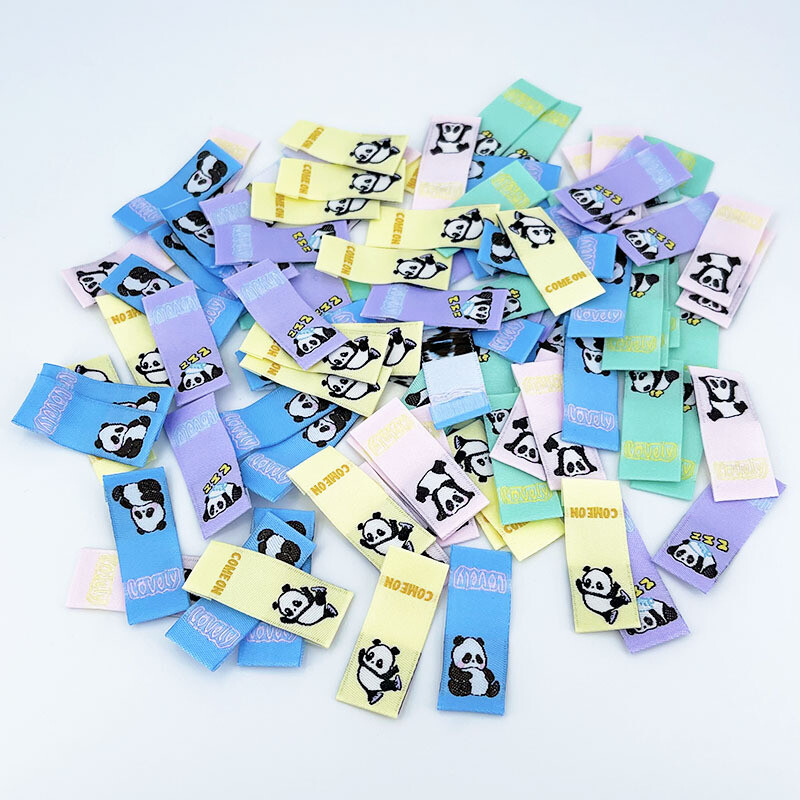 Naujos mažos šviežios ir mielos pandos serijos sulankstytos audinio etiketės kūdikių batai ir kepurės plaukų aksesuarai audinio etiketė "pasidaryk pats" aksesuarai