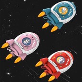 Izturīga, jauka cūciņa saimniecības telpa, raķetes formas plastmasas naudas kaste, universāla ar multfilmas uzlīmi naudas kaste, bērnu dāvanu rotaļlieta