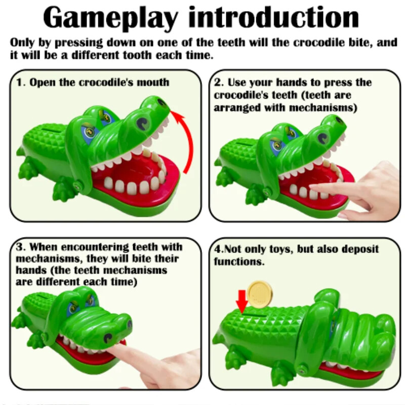 Krokodilli hoiupõrsas sõrmed hammustavad hambaid ohutu lastele mänguasjad müntide raha säästukarp Naljakas vanema ja lapse suhtlusmäng sünnipäevakingitus