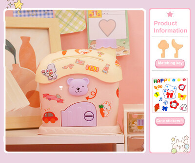 Dječja kasica prasica Crtani DIY naljepnice Ice Cream Hut kasica prasica Kutija za uštedu s ključevima Kawaii igračka velikog kapaciteta za djecu Poklon