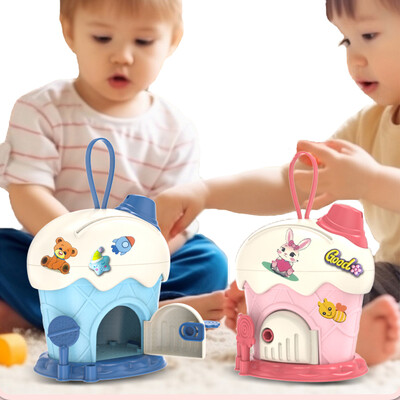 Детска касичка Карикатура Направи си сам стикери Ice Cream Hut касичка Saving Money Box with Keys Kawaii Играчка с голям капацитет за деца Подарък