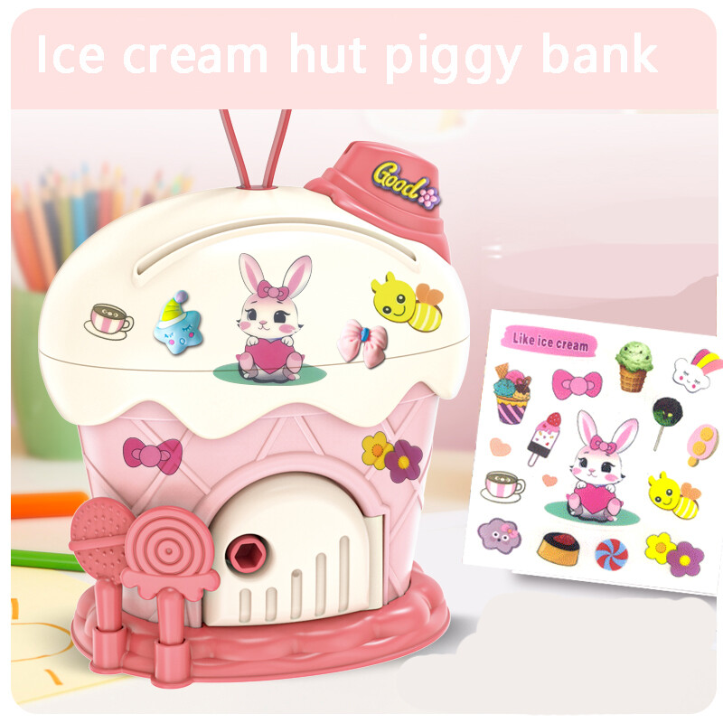 Dječja kasica prasica Crtani DIY naljepnice Ice Cream Hut kasica prasica Kutija za uštedu s ključevima Kawaii igračka velikog kapaciteta za djecu Poklon