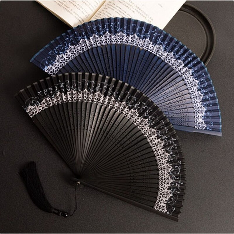 Kineski stil Sklopiva sklopiva lepeza Promjena boje s kićankama Plesna lepeza Svilena tkanina Bambus Ljeto