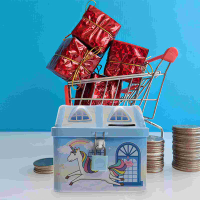 Metalna dječja kasica prasica, nesalomljiva posuda za novčiće, posuda s novcem, mala kutija za uštedu novca, metalna duga, koja se može zaključati