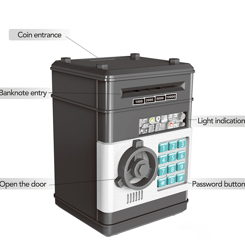 Laste rahapank, elektrooniline parool hoiupõrsas, mini sularahaautomaadi sularaha mündi rahakarp lastele sünnipäevamänguasi lastele, sularahaautomaadi pankade karp