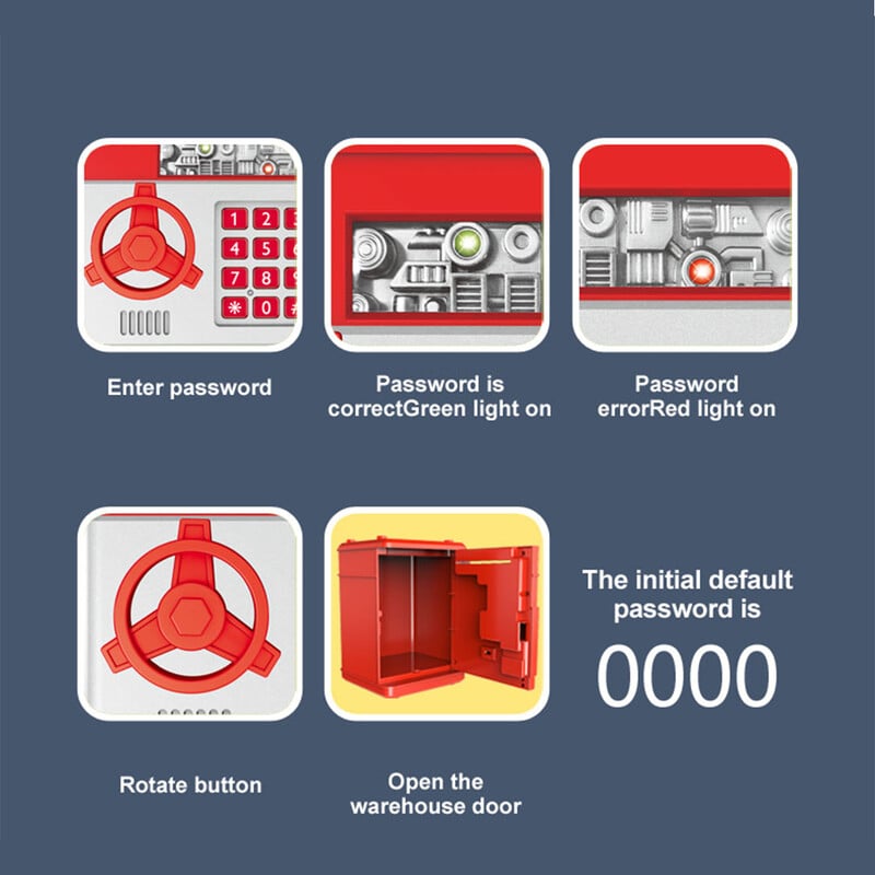 Laste rahapank, elektrooniline parool hoiupõrsas, mini sularahaautomaadi sularaha mündi rahakarp lastele sünnipäevamänguasi lastele, sularahaautomaadi pankade karp