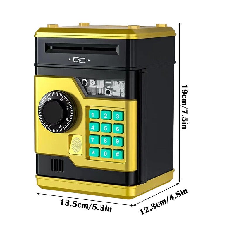 Pușculiță pentru copii Pușculiță electronică cu amprentă digitală Parolă Seif Bani Monede digitale Rezervor de economii în numerar Muzică Jucării pentru copii Cadouri pentru fete