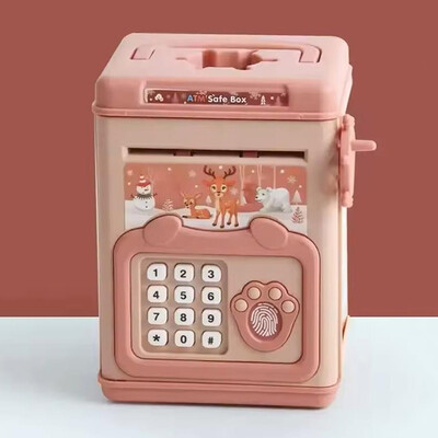 Crtani bankomat Štedna kutija Banka igračka s ručkom za djecu Elektronička velika kasica Štedna lozinka Digitalni otisak prsta