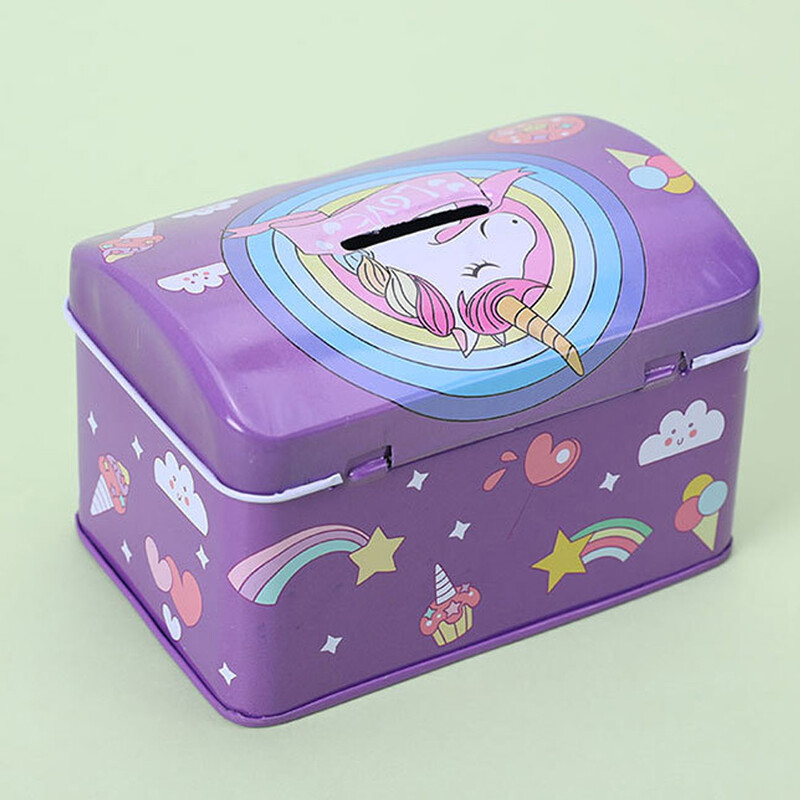 Novčić prasica Lončić Kutija za uštedu Brava Staklenka za pohranu Spremnik za djevojčice Dječji ispis životinja Metalna dugina koja se može zaključati