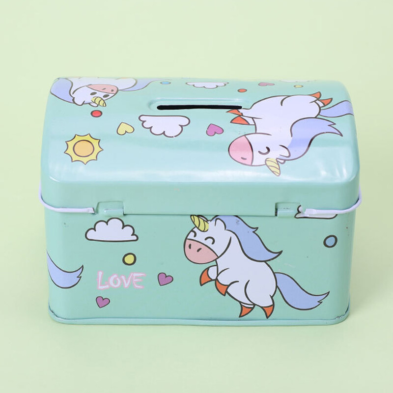 Novčić prasica Lončić Kutija za uštedu Brava Staklenka za pohranu Spremnik za djevojčice Dječji ispis životinja Metalna dugina koja se može zaključati