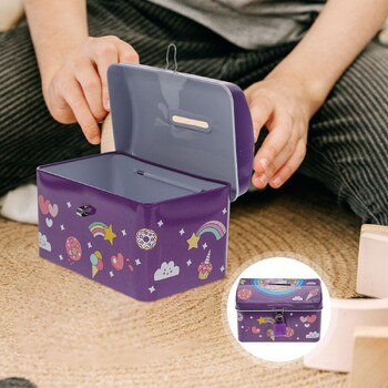 Bank Piggy Money Unicorn Coin Box Kids Saving Pot Lock Animal Jar Girls Metal Storage Banks Εκτύπωση κινουμένων σχεδίων Δοχείο τραπεζιού κλειδί