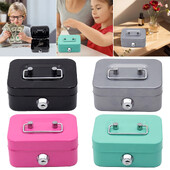 Метална касичка с ключалка Кутия за спестяване на пари 4,53x3,78x2,28 инча Органайзер за пари Малка кутия за съхранение за възрастни и деца