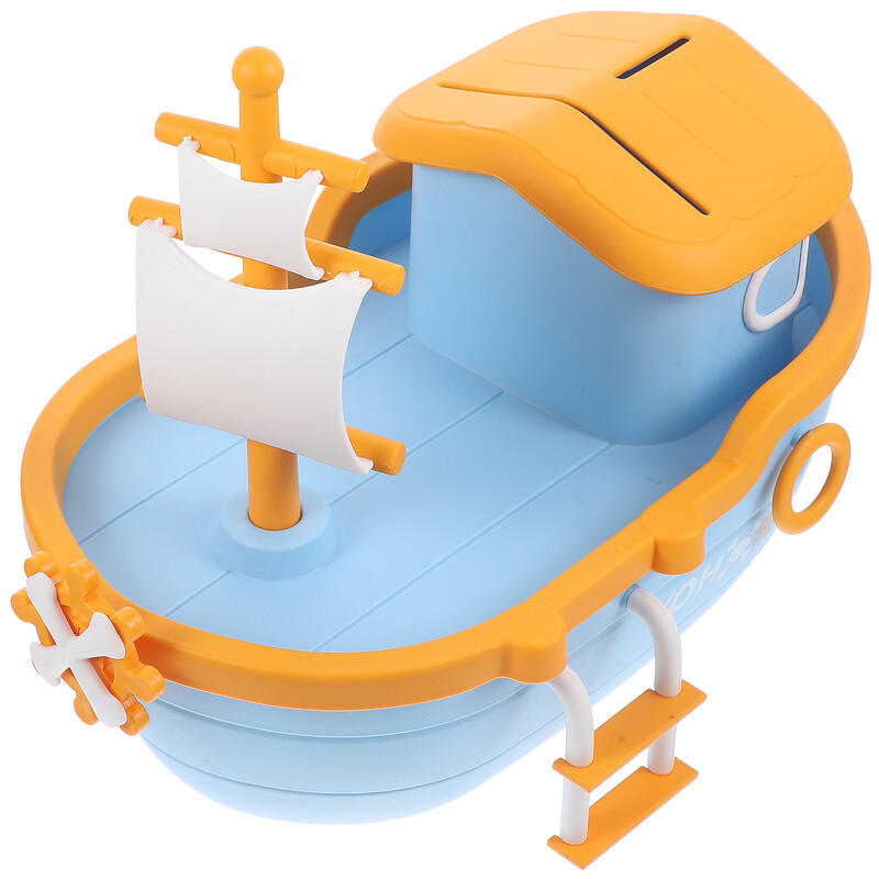 Pușculiță cu nava pirat Economii de bani pentru băieți Decorație pentru cameră pentru copii pentru a se sparge pentru a deschide oala cu monede Jucării pentru copii