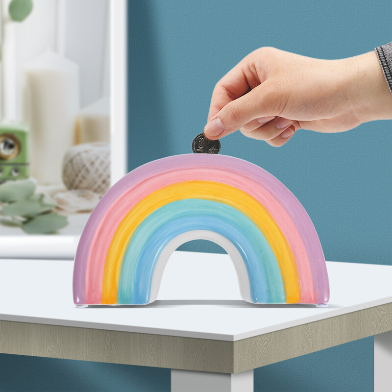 Rainbow Saving Pot Money Ornament hoiupõrsas lauaarvuti mänguasjad Multifilm Mündi konteiner laps