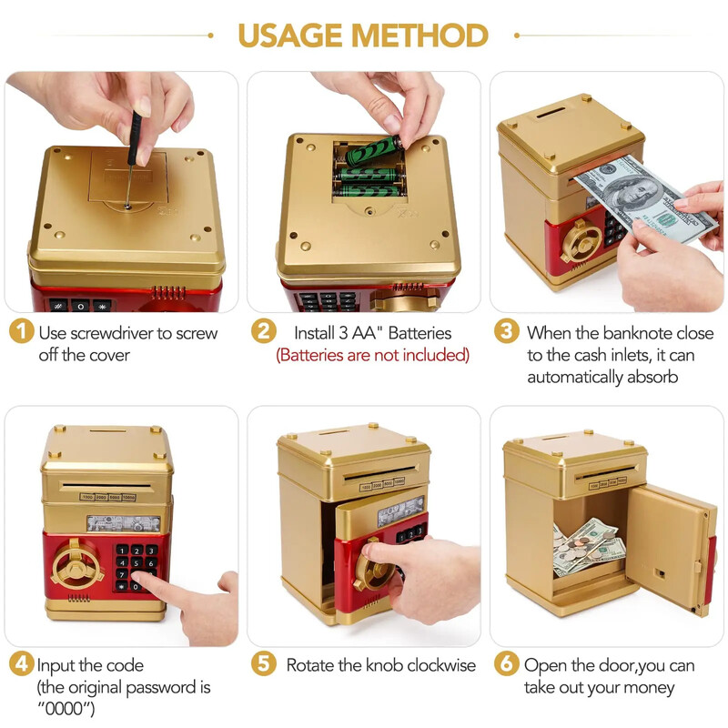 Подарък за дете Електронна парола Касичка Монети Спестяване на пари Касичка Брояч Код Ключалка Касичка Автоматичен мини сейф