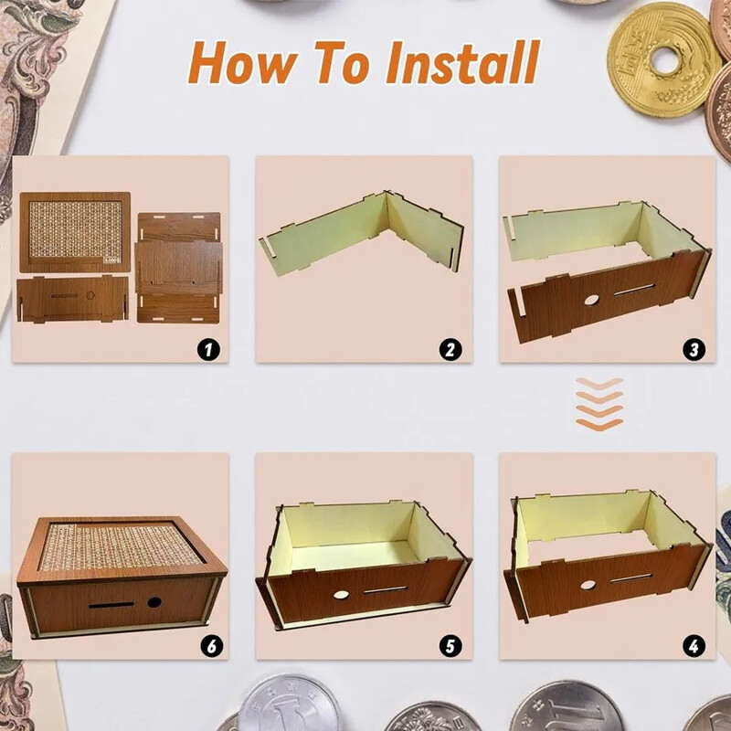 1000/2000/3000/5000/10000 eura Drvena kasica prasica s kutijom za novac za višekratnu upotrebu s kutijama za ciljeve štednje i brojevima