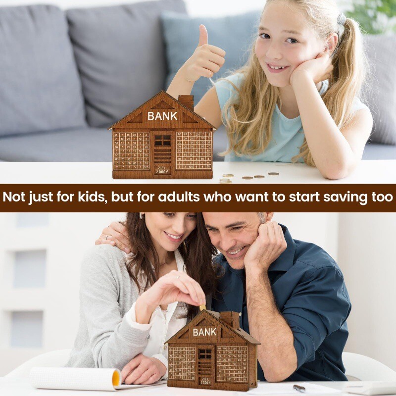1000/2000 евро дървена касичка за възрастни деца Кутия за спестяване на пари с кутии за спестяване на цели и числа Кутия за многократна употреба