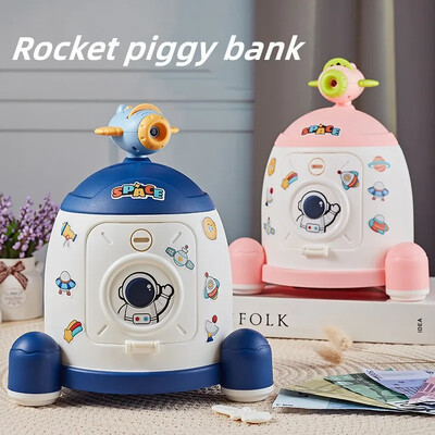 Деца Rocket Piggy Toys Multifunction ATM Piggy Bank Декорация на дома Прожекционни играчки за момчета Момичета Коледен подарък за рожден ден