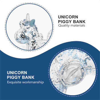 Unicorn Money Bank Διαφανές πλαστικό γουρουνάκι κινουμένων σχεδίων με κέρμα εξοικονόμησης αξιολάτρευτο παιδικό βάζο αποθήκευσης Παιδικά δώρα Διακόσμηση σπιτιού