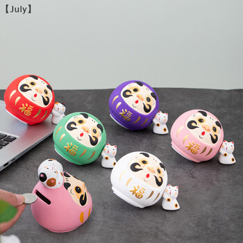 Ιαπωνικό κεραμικό Daruma Piggy Bank Κουτί κερμάτων Daruma Doll Crafts Τυχερό Γούρι Fortune Στολίδι Άγαλμα Φενγκ Σούι