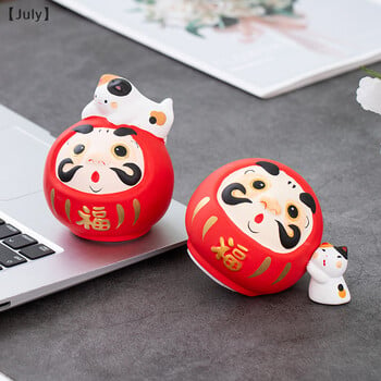 Ιαπωνικό κεραμικό Daruma Piggy Bank Κουτί κερμάτων Daruma Doll Crafts Τυχερό Γούρι Fortune Στολίδι Άγαλμα Φενγκ Σούι