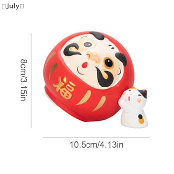 Ιαπωνικό κεραμικό Daruma Piggy Bank Κουτί κερμάτων Daruma Doll Crafts Τυχερό Γούρι Fortune Στολίδι Άγαλμα Φενγκ Σούι