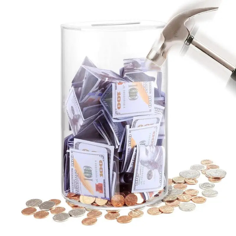 Velika kasica prasica za odrasle, djecu Vcertcpl Prozirna akrilna kasica prasica novčići Novčanice Banka Posuda za štednju novca Neotvoriva posuda za sitniš