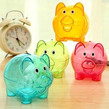 Clear Lovely PIGGY Bank Κέρμα Χρήματα Πλαστικό Ανοιγόμενο Ταμιευτήριο Δώρο Παιδικό Γουρουνάκι