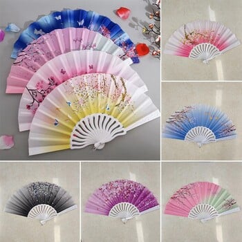 Peach Blossom κινέζικο Stylefan Hand Held Art Craft Fan Γυναικεία χορευτική παράσταση Χέρι Πτυσσόμενη σκηνή Θαυμαστές Διακόσμηση γαμήλιου πάρτι