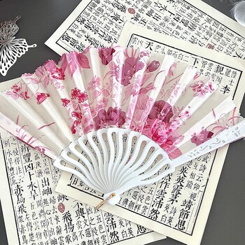 Peach Blossom κινέζικο Stylefan Hand Held Art Craft Fan Γυναικεία χορευτική παράσταση Χέρι Πτυσσόμενη σκηνή Θαυμαστές Διακόσμηση γαμήλιου πάρτι