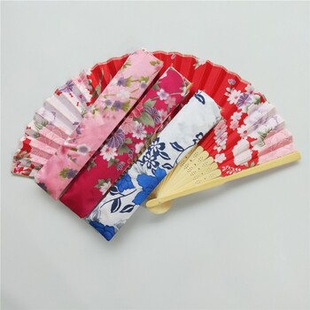 67JB Floral πτυσσόμενος ανεμιστήρας με τσάντα Vintage Bamboo Hand Fans for Women Girl Performance