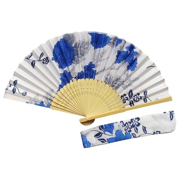 67JB Floral πτυσσόμενος ανεμιστήρας με τσάντα Vintage Bamboo Hand Fans for Women Girl Performance