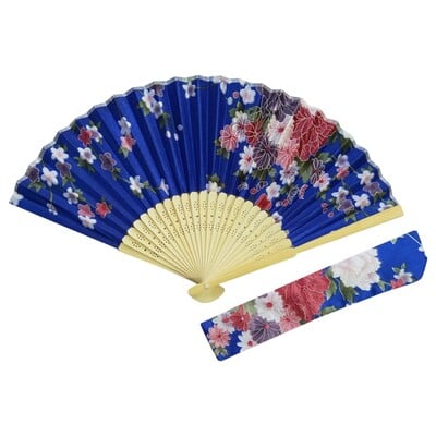 67JB Cvjetna sklopiva lepeza s torbom Vintage ručne lepeze od bambusa za žene, djevojačke izvedbe