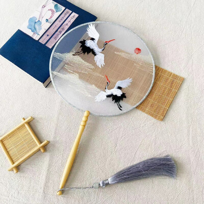 Kineski stil, klasična drevna dugoručka, dvostrani vez, strojni vez, kružna lepeza Han kineska odjeća