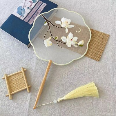 Kineski stil, klasična drevna dugoručka, dvostrani vez, strojni vez, kružna lepeza Han kineska odjeća